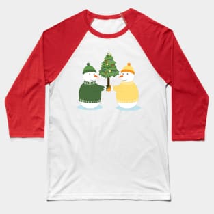 Cute snowmen and Christmas tree Baseball T-Shirt